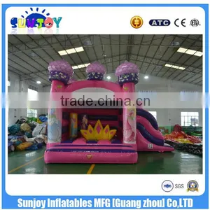 2016 New Design Gaint Inflatable Pink Snow White Combo Castle Combo With Slide for Sale Outdoors thumbnail-1
