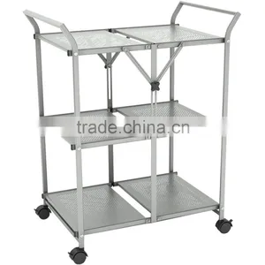 Icegreen Stainless Steel Powder Coated Three Shelf Folding Utility Cart thumbnail-3