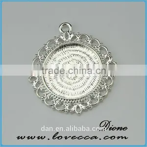 Round 25mm Antique Black Color Glass Cabochon Pendant Bezel thumbnail-4