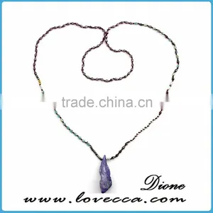 Colorful Tassel Necklace With Wooden Beads Gemstone Amulet Pendant Jewelry thumbnail-2