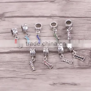 Dog Bone Dangle Bead Fits European Style Charm Bracelets & Necklaces thumbnail-1