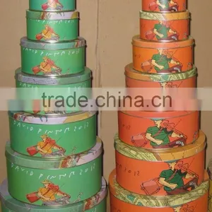 Round Christmas Nesting Tin Boxes Set for Cookies/cupcake, Christmas Gift Tin Box, thumbnail-1