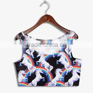 Latest Tops Designs Girls Sublimation Print Unicorn Tank Tops N7-6 thumbnail-1