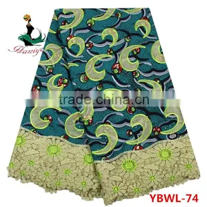 Haniye YBWL-74/2016 High Quality Ankara Wax With Lace Fabric Embroidered African Guipure Wax Lace for Dress 5 Yards thumbnail-2
