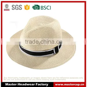 Black Ribbon Straw Fedora Hats, Fashion Panama Hats thumbnail-1