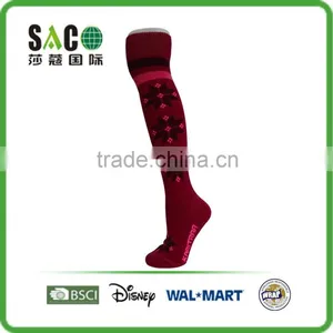 Pink Black Snow Pattern Pink Black Stripe Red Cotton Knee High Sports Socks thumbnail-1