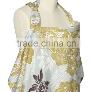 Cotton Plain Beige Flower Print Simplicity Breastfeeding Baby Blanket Poncho thumbnail-2