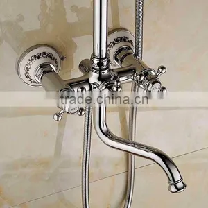 2015 New Arrival Luxury Wall Mounted Big Round Bath Hidden Shower Faucet Set With Ceramic Hand Shower & Base thumbnail-6