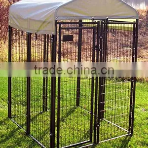 Wire Tube Welded Black Color Coated Dog Enclosure Movable Triple Dog Kennel With Roof thumbnail-2