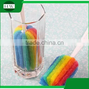 Kitchen Rainbow Plastic Sponge Long Handle Hanging Tableware Water Cup Bottle Clean Cleaning Brush thumbnail-4