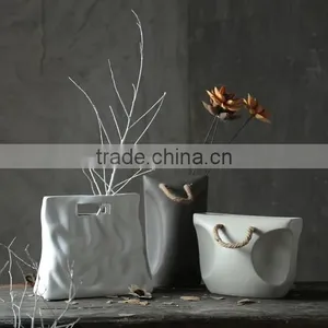 Ceremic Modern Design Bag Shape Flower Vase thumbnail-1
