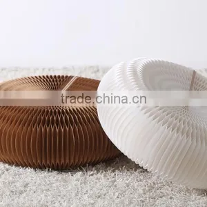 Portable Paper Hassock Recyclable Paper Futon Ideal for Living Room Brown/White thumbnail-4
