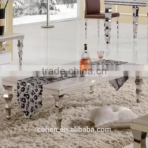 Competitive Price Center Coffee Table With White Marble Top Stainless Steel Legs thumbnail-1