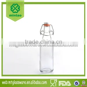 10oz Round Glass Milk Bottle Oil & Vinegar Bottle With Stopper Whiskey Decanter thumbnail-1