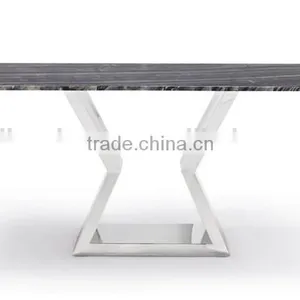 Modern Dining Table With Marble Top and Chrome Base thumbnail-1
