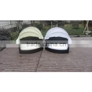 Hlaf Round Cooling Rattan Pet Bed for Dogs With Canpoy thumbnail-6
