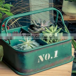 Home Accessories Table Decoration Metal Garden Flower Pot With Double Handles thumbnail-1