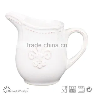 Hot Selling Delicate Emboss Stoneware Houseware Ceramic Pitcher thumbnail-2