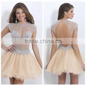 Princess Luxury Beaded Cap Sleeve Medium Length Evening Dress thumbnail-1