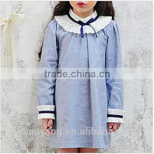 Fashionable Knitted Frock Long Sleeve Plain Clothing Little Girl Princess Dresses Wholesale New Design Kids Baby Girls Dress thumbnail-1