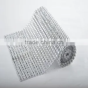 10Yard MOQ Hot Pink 24 Rows Plastic Rhinestone Mesh For Wedding thumbnail-5