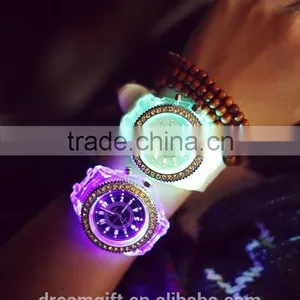 Stock Wholesale 2015 New Color Led Diamond Watches Fashion for Men Women Teenagers Silicone Plastic Electronic Watch thumbnail-1
