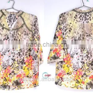 Women Tops New Fashion Loose Casual Batwing Sleeve Printing Blouse thumbnail-1