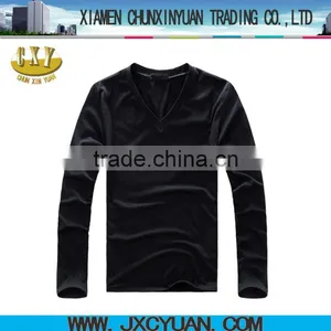 High Quality Blank t Shirts Cotton Spandex V-neck Different Colors thumbnail-1