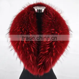 Myfur Red Color Customized Raccoon Fur Trim Hood Collar For Winter Coat thumbnail-1