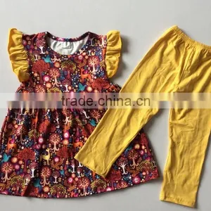 Children Fall Outfits Casual Designs Yellow Pant Autumn Western Girl Clothing Set 2017 thumbnail-1