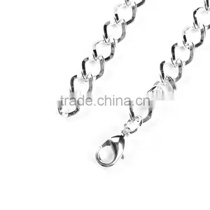 Iron Based Alloy Lobster Clasp Link Curb Chain Bracelets Silver Plated thumbnail-2