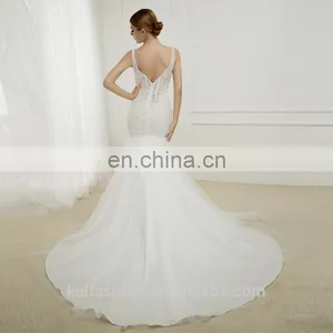 EBA4-F2 Noble See Though Back and Heavy Lace Beaded Wedding Dress thumbnail-2