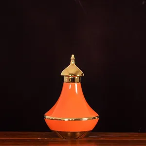 Retro Gild Fashion Light Luxury Orange Green Ceramic Flower Vase For Showroom Decor thumbnail-2