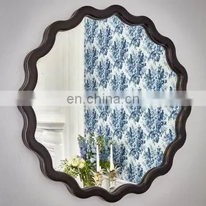 Customized Hot Sale Plum Blossom Flower Lace Makeup Mirror Wood Wire Wall Leaf Make up Mirror Home Decor thumbnail-3