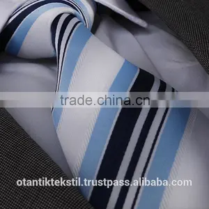Blue White Striped ,Silk Tie, Necktie, Neck Tie, Corbata, Gravate, Krawatte, Cravatta, Fashion Tie thumbnail-1