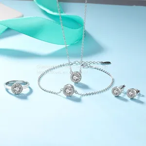 The Platinum Gold Plated 925 Sterling Silver Jewelry Set Rings Inlay AAA Zircon thumbnail-1