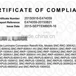 SNC UL CUL LUMILEDS LED Retrofit Kit 480W for Parking Lot Lighting thumbnail-3