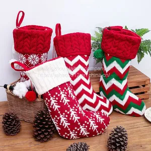 Christmas Decorationsknitted Christmas Sockswool Socksed and White Elk Snowflake Gift BagChristmas Gift Bag thumbnail-2