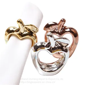 Wholesale New Apple Shape Napkin Rings For Christmas Table Accessories With Gold Color thumbnail-1