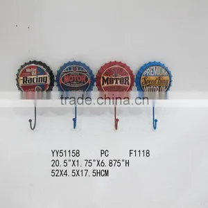 Beer Cap Shape Embossed Vintage Metal Wall Hook, Factory Metal Hook thumbnail-1