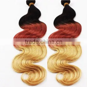 Double Wefts Unprocessed Wholesale Cheapest Brazilian 6a Virgin Hair Three Tone Virgin Brazilian Omber Weave Hair thumbnail-1