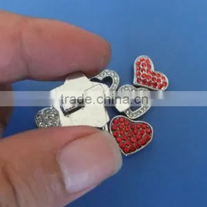 Compet Produce 10 mm Rhinestone Heart Slide Charms With Zinc Alloy Material thumbnail-3