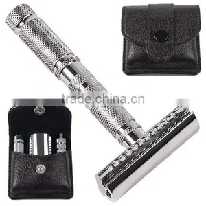 4 Piece Travel Safety Razor & Leather Case thumbnail-1