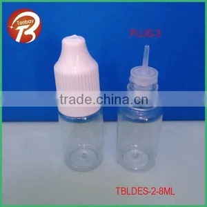 8ml Empty e Liquid Nicotine PET Clear Plastic Dropper Bottle With Long Thin Tip& White Childproof Cap thumbnail-1