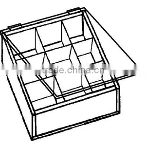 Many Compartments Sectional Square Acrylic Tray With Hinge Cover thumbnail-2