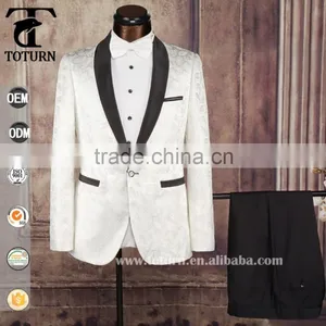 2016 Apparel High Quality Clothing Manufacturers OEM White Racking Pattern Formal Wedding Frock Wear Mans Suit Quality Choice thumbnail-1