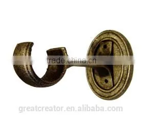 French Gold Wrought Iron Brackets for 1-3/8" (35mm) Wooden Curtain Rod thumbnail-1