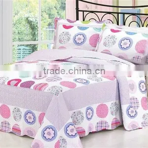 Circle Print Pure Cotton King and Queen Quilt Bedspread Set thumbnail-1