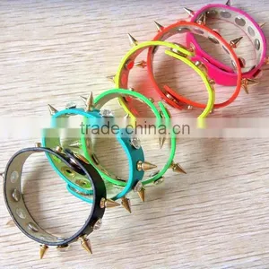 2013 Hot Sale Leather Bracelet With Rivet and Diamond Punk Bracelet thumbnail-1