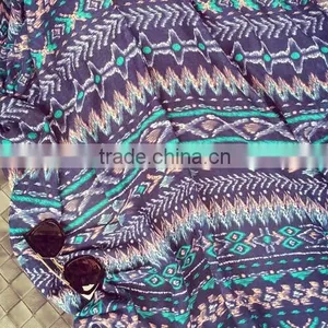 Tassel Aztec Scarf, Blue Scarf Chevron Scarf, Boho Native Southwestern Cotton Scarf, Print Scarf thumbnail-5
